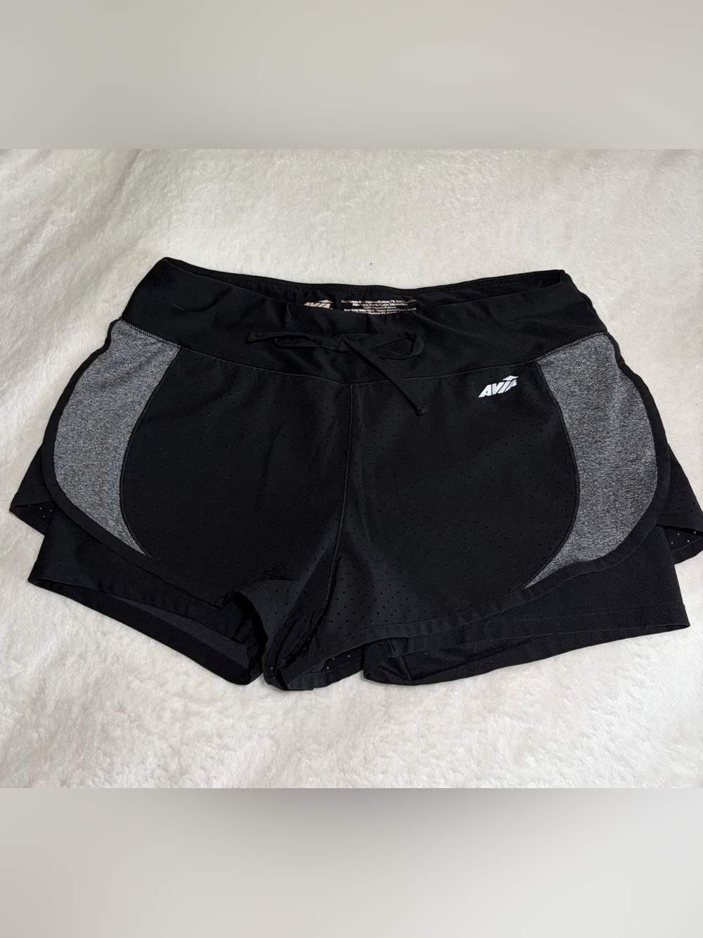 Avia Black Athletic Performance Shorts with Gray Panels Sz 9